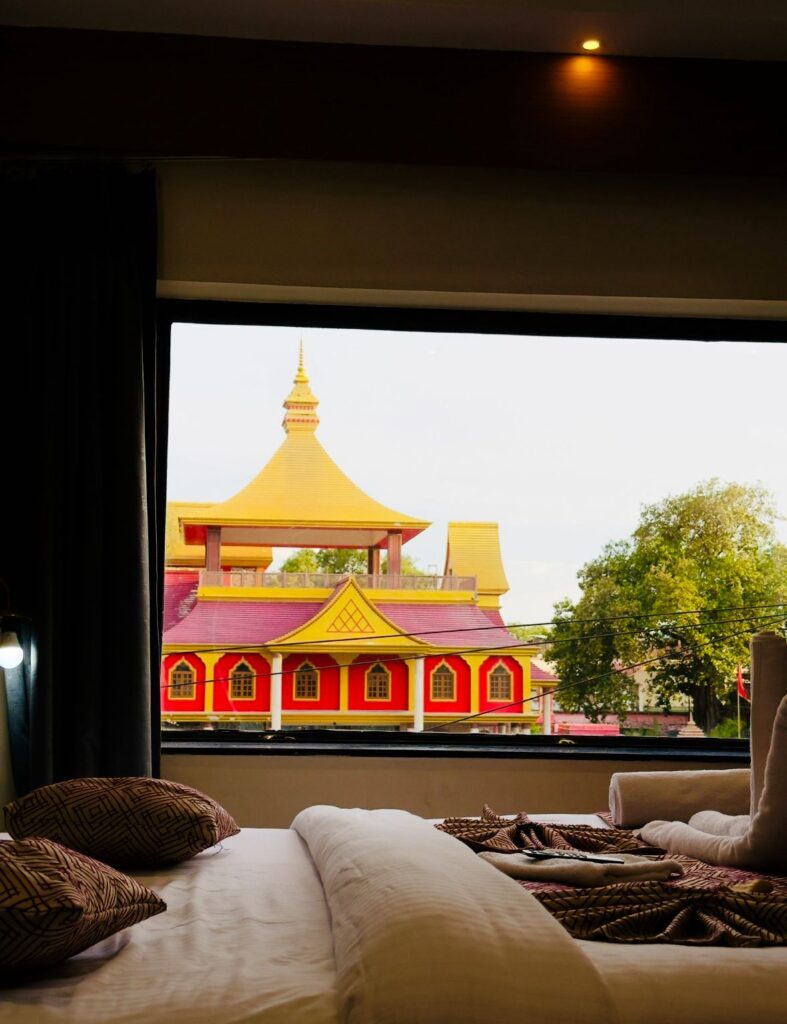 View of Baba Keenaram Temple from Hotel Shivalay room window